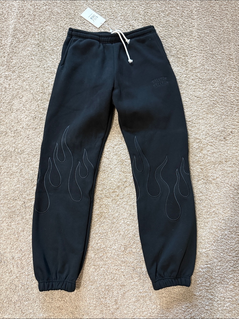 Kill Crew brand black flame joggers